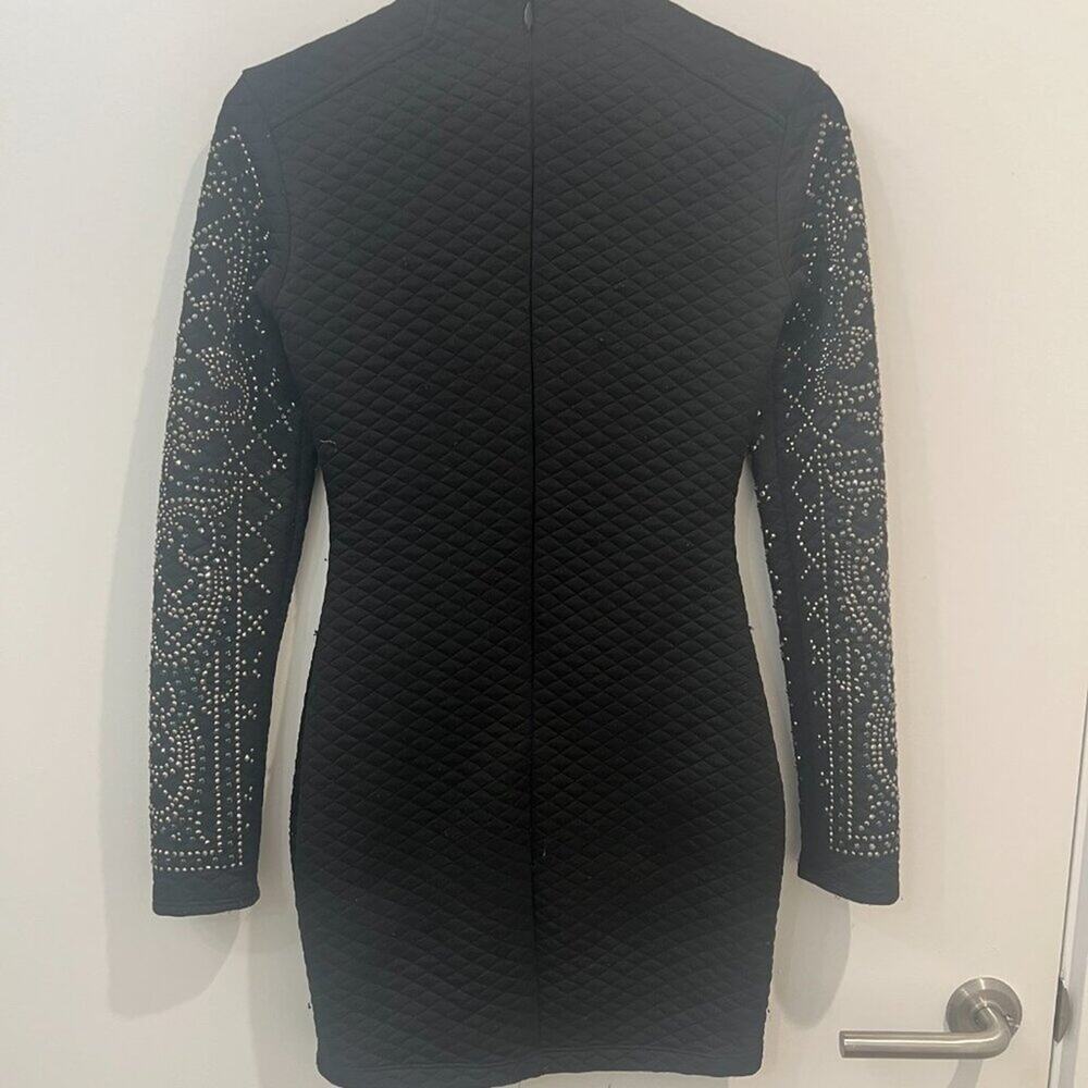 Bebe Black Studded Embellished Bodycon Mini Dress Size XS Club Going Out - Picture 6 of 9